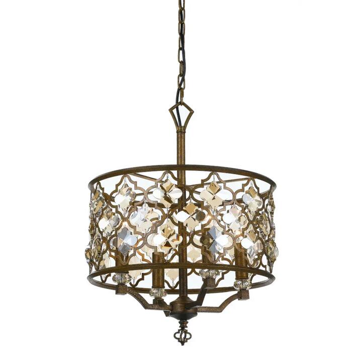 Mimosa Modern Pendant Hanging Lamp Light Metal Crystal Mocha Clear
