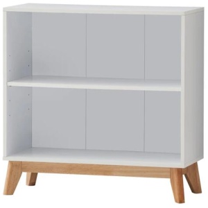 Minere 2-Tier Woodne Low Bookcase Display Shelf Cabinet White/Oak