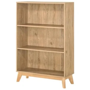 Minere Wooden 3-Tier Bookcase Display Storage Cabinet - Oak