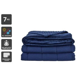Mink Dot Weighted Cotton Blanket - Navy, 7KG