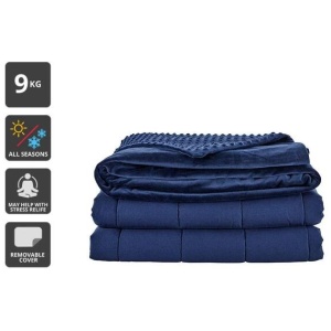 Mink Dot Weighted Cotton Blanket - Navy, 9KG