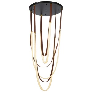 Mio Modern Pendant Hanging Lamp Light Metal Vegan Leather Black