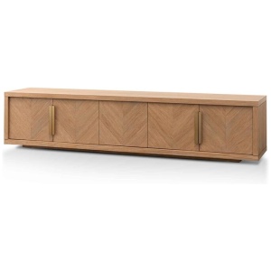 Miriam 2.23m Entertainment TV Unit - Dusty Oak with Gold Handle by Interior Secrets - AfterPay Available