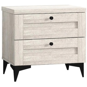 Miyake Wooden Bedside Nightstand Side Table W/ 2-Drawer - Urband Snow