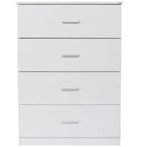 Modern 4-Drawer Chest Tallboy Storage Cabinet - White