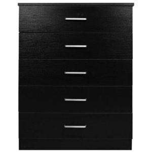 Modern 5-Drawer Chest TallBoy Storage Cabinet - Black