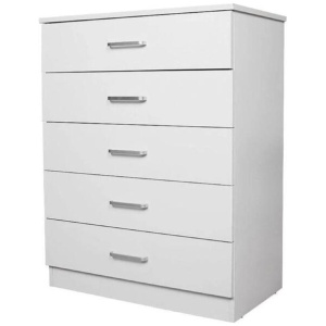 Modern 5-Drawer Chest TallBoy Storage Cabinet - White
