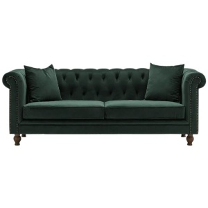 Modern Chesterfield Velvet Fabric 3-Seater Sofa - Green