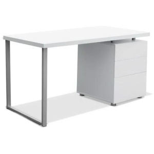 Modern Computer Study Office Desk W/ 3 Drawers Metal Frame - White