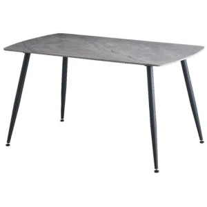 Modern Rectangular Faux Marble Ceramic Top Kitchen Dining Table 140cm Black