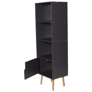 Modern Scandinavian 4-Tier Bookcase Display Storage Shelf - Black