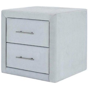 Modern Velvet Fabric 2-Drawers Nightstand Bedside Side Table - Grey