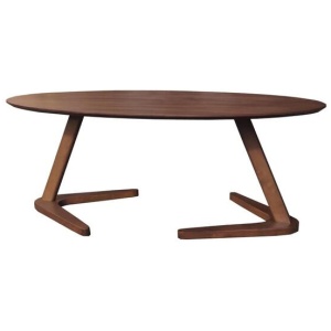 Modern Wooden Oval Wooden Coffee Table - Dark Walnut