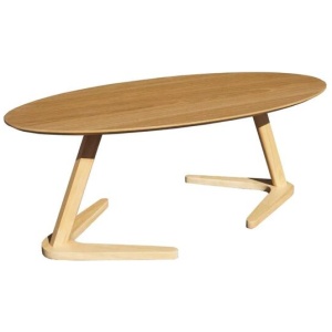 Modern Wooden Oval Wooden Coffee Table - Oak