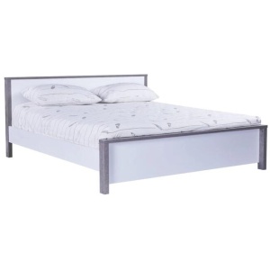 Modern Wooden Queen Bed Frame - White / Grey