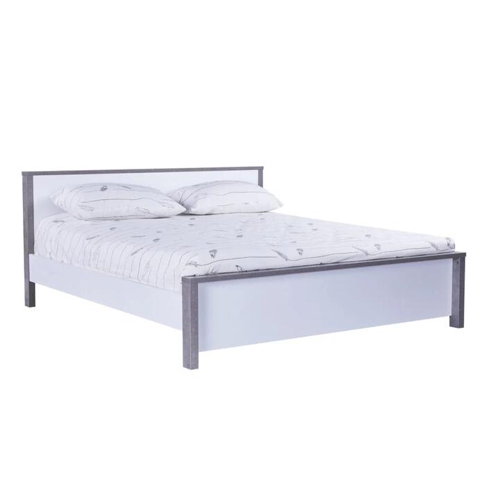 Modern Wooden Queen Bed Frame - White / Grey