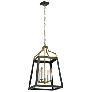 Monteal Contemporary Pendant Hanging Lamp Light Metal Antique Gold Black Matte