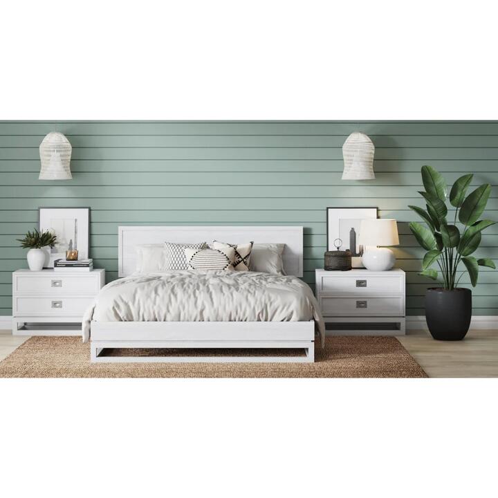Monterey Hamptons Style Bed Frame White Wash Queen