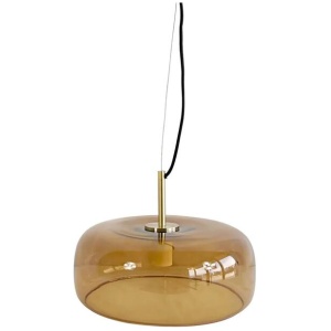Monty Elegant Curved Clear Glass Pendant Light Lamp - Brown