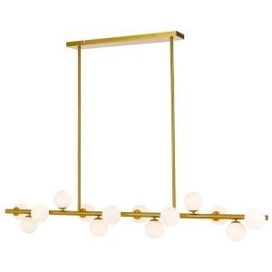 Moran Modern 14 Lights Pendant Hanging Lamp Light Metal Glass Antique Gold Opal Matt Gloss