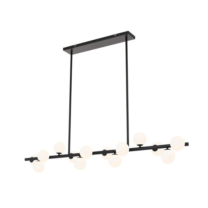 Moran Modern 14 Lights Pendant Hanging Lamp Light Metal Glass Black Opal Matt Matte