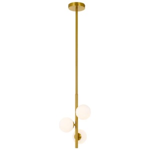 Moran Modern 3-Lights Pendant Hanging Lamp Light Metal Glass Antique Gold Opal Matt Gloss