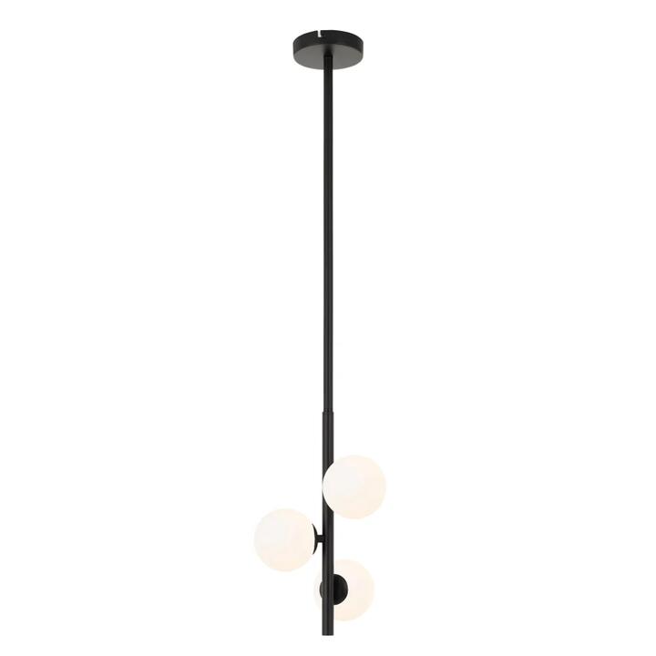 Moran Modern 3-Lights Pendant Hanging Lamp Light Metal Glass Black Opal Matt Matte