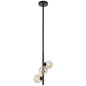 Moran Modern 3-Lights Pendant Hanging Lamp Light Metal Glass Black Smoke Matte