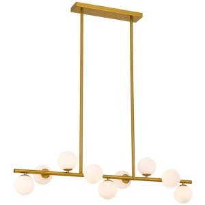 Moran Modern 9-Lights Pendant Hanging Lamp Light Metal Glass Antique Gold Opal Matt Gloss