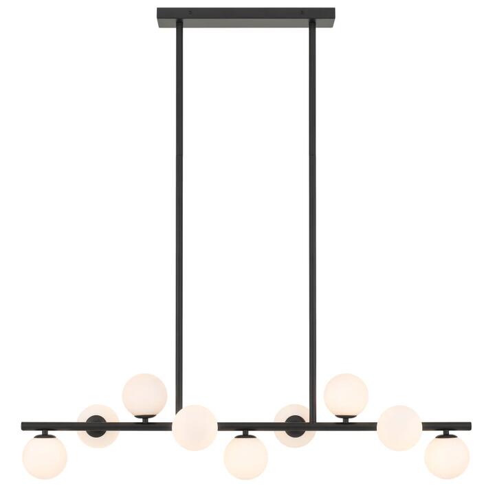 Moran Modern 9-Lights Pendant Hanging Lamp Light Metal Glass Black Opal Matt Matte
