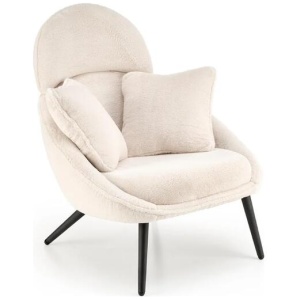 Morgan Boucle Fabric Armchair Accent Relaxing Lounge Chair Metal Legs White/Black