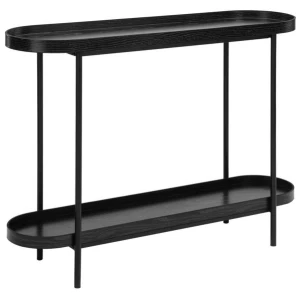 Myla Wooden Modern 2-Tier Hallway Console Hall Table Metal Tube Black