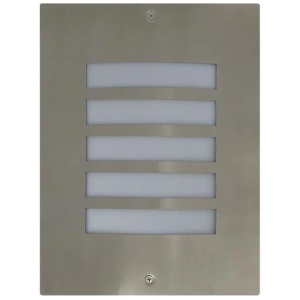 NED Wall Light Surface Mounted ES Rectangular Stainless Steel 316 IP54 Grilled Mask Opal Diffuser