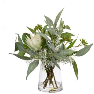 Native Mixed 42cm Artificial Plant Flower Arrangement Decorative In Glass