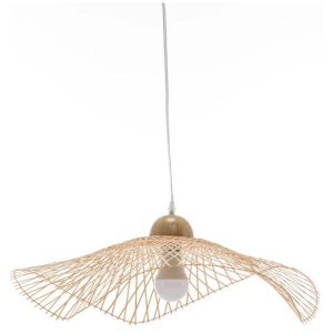 Natural Hand-Woven Bamboo Wave Hanging Pendant Lamp Light Small
