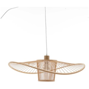 Natural Hand-Woven Bamboo Wide Brim Hanging Pendant Lamp Light