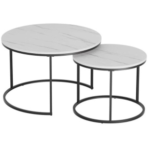 Nesting Coffee Table Set of 2 Marble Effect