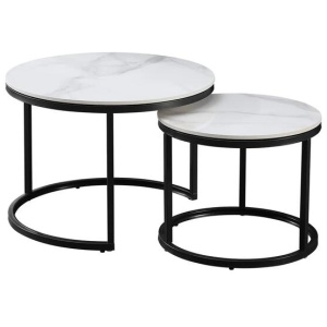 Nesting Style Coffee Table - White on Black - 60cm/45cm