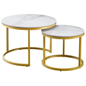 Nesting style Coffee Table - White on Champagne Gold - 60cm/45cm