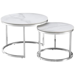 Nesting style Coffee Table - White on Silver - 60cm/45cm
