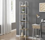 Neville 5 Tier Oak White Bookshelf Brown