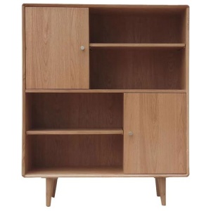 Niche Scandinavian Design Wooden High Display Bookcase Storage Cabinet - Natural