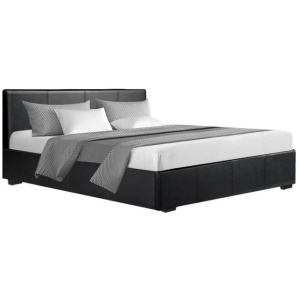 Nino Bed Frame PU Leather - Black Queen