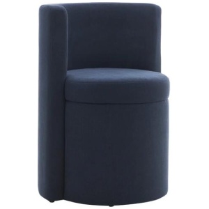 Nixie Barrel Fabric Accent Relaxing Dining Chair Navy Blue