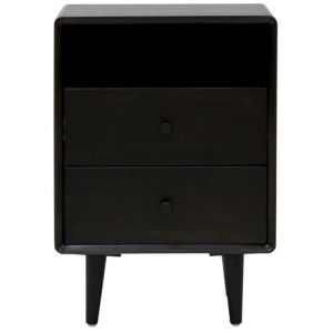 Noche 2-Drawer Wooden Bedside Table Nightstand - Black