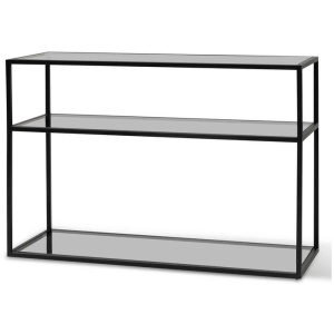 Noel 1.2m Grey Glass Console Table - Black Base by Interior Secrets - AfterPay Available