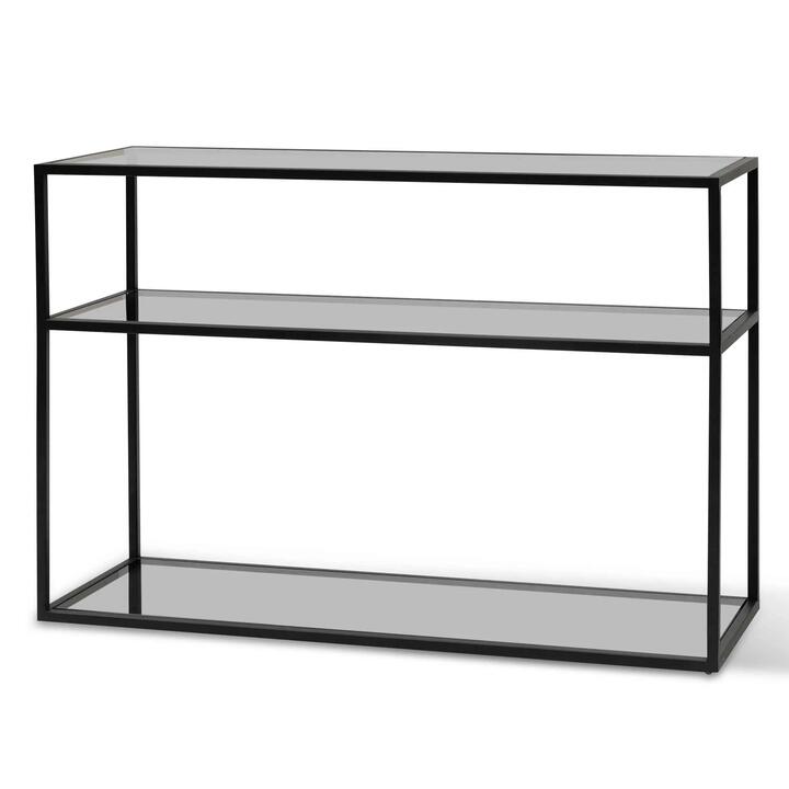 Noel 1.2m Grey Glass Console Table - Black Base by Interior Secrets - AfterPay Available