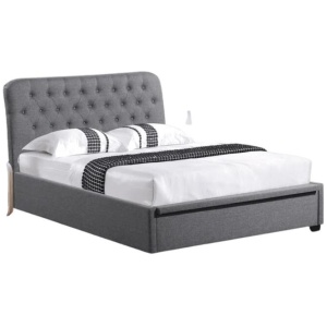 Norah Modern Fabric Gas Lift Tufted Bed Frame Double Size - Dark Grey