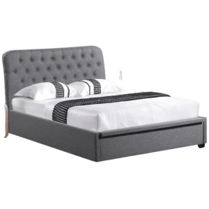 Norah Modern Fabric Gas Lift Tufted Bed Frame Double Size - Dark Grey