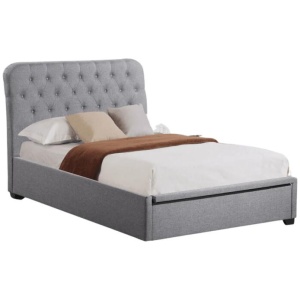 Norah Modern Fabric Gas Lift Tufted Bed Frame King Single Size - Light Grey